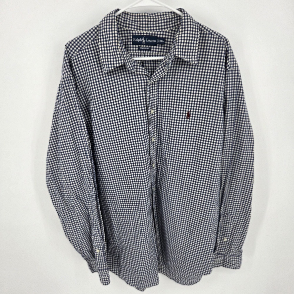 Polo Ralph Lauren‎ Classic Fit XXL Black White Gingham Plaid Button Shirt Mens